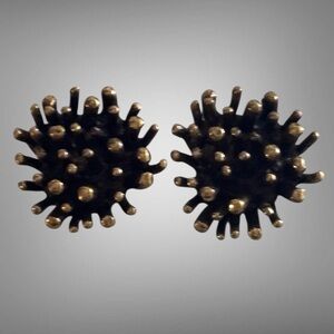 🌼VTG Brass Satellite Sterling Clip Earrings